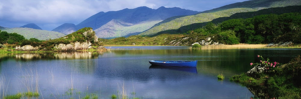 Upper Lake Killarney Co Kerry Ireland Boats On A Lake Canvas Art - The Irish Image Collection Design Pics (44 x 15)