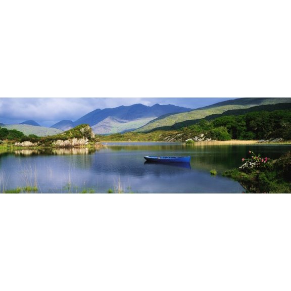 Upper Lake Killarney Co Kerry Ireland Boats On A Lake Canvas Art - The Irish Image Collection Design Pics (44 x 15)