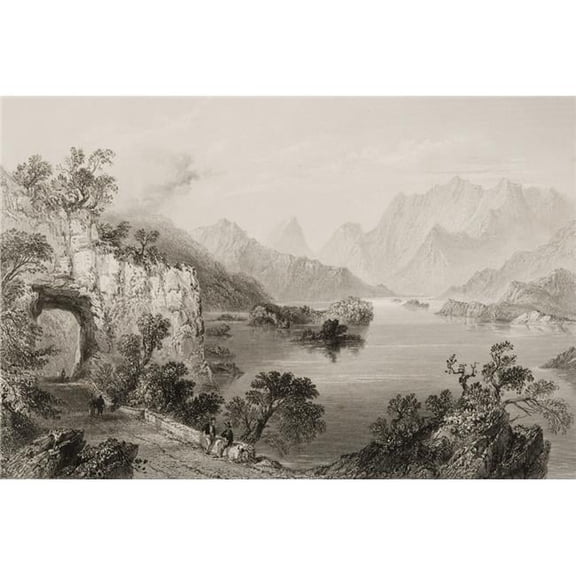 Upper Lake Killarney County Kerry Ireland Drawn by Whbartlett Engraved by J Cousen From the Scenery & Antiqu Poster Print - 34 x 22