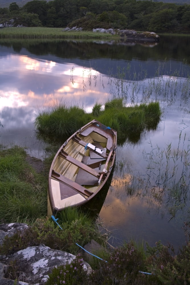 Upper Lake Killarney National Park County Kerry Ireland Boat At Sunset Canvas Art - Richard Cummins Design Pics (11 x 17)