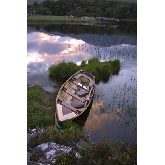 Upper Lake Killarney National Park County Kerry Ireland Boat At Sunset Canvas Art - Richard Cummins Design Pics (11 x 17)