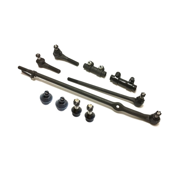 Upper & Lower Ball Joints Tie Rods Drag Link Adjusting Sleeves Front Steering Suspension Kit 10 Pieces Compatible with RWD Models