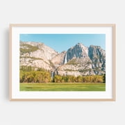 Upper and Lower Yosemite Falls - California Photography Waterfall Nature Landscape Mountain Scenic Wilderness Autumn Oak Framed Wall Art Print 5 x 7 inches