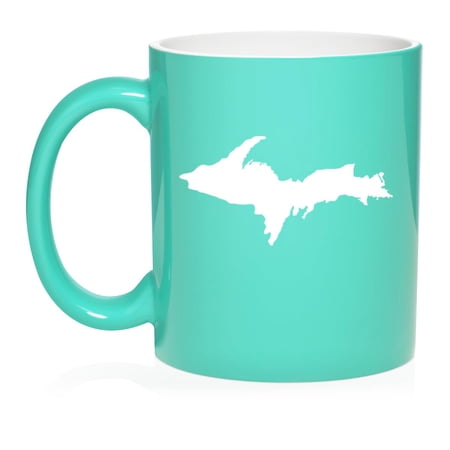 Upper Peninsula Michigan Ceramic Coffee Mug Tea Cup Gift (11oz Teal)