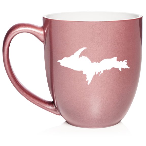 Upper Peninsula Michigan Ceramic Coffee Mug Tea Cup Gift (16oz Rose Gold)