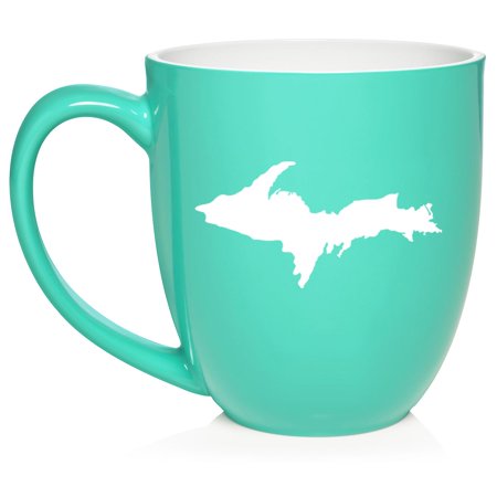 Upper Peninsula Michigan Ceramic Coffee Mug Tea Cup Gift (16oz Teal)