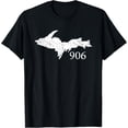 thumbnail image 1 of Upper Peninsula UP 906 Yooper Pride Michigan Roots T-ShirtMen's and women's gift, black and white T-shirt, size: Extra large S-4XL, 1 of 4