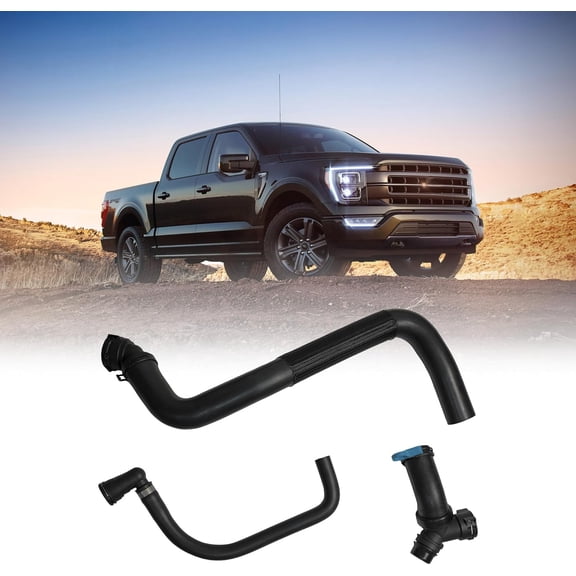 Upper Radiator Hose Y-Connector & Lower Degas Hose Kit for Ford F150 5.0L 2011-2023 Mustang, Replacement Fits DR3Z8566A CL3Z8260A BL3Z8C350AD