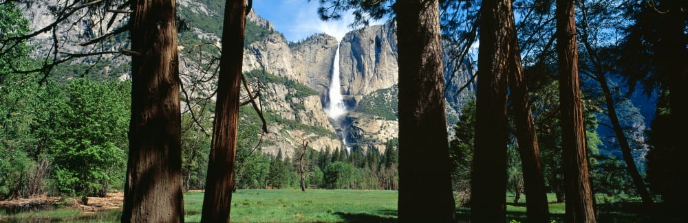 Upper and Lower Yosemite Falls in Spring California Canvas Art - Panoramic Images (27 x 9)