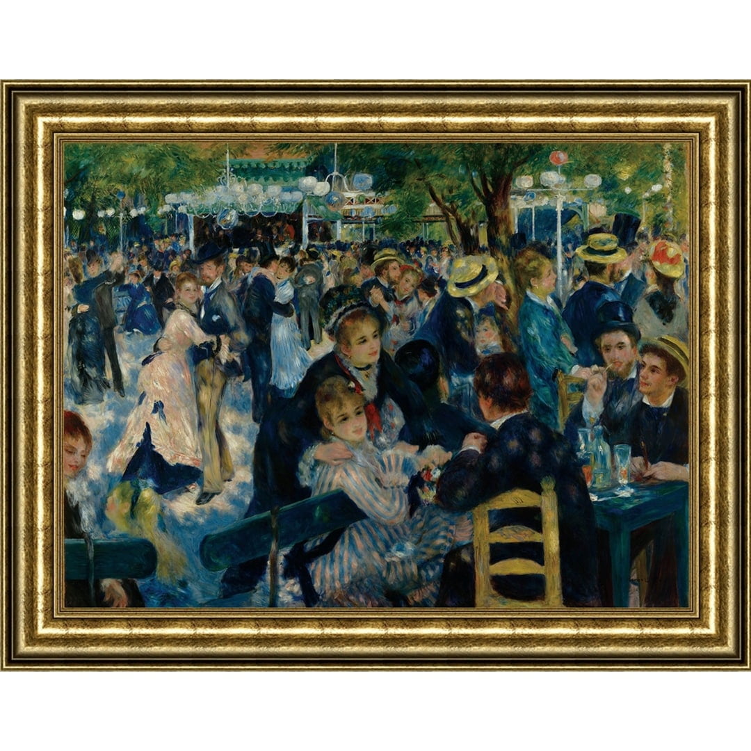 Dance at Le Moulin de la Galette Gold Framed Canvas Print
