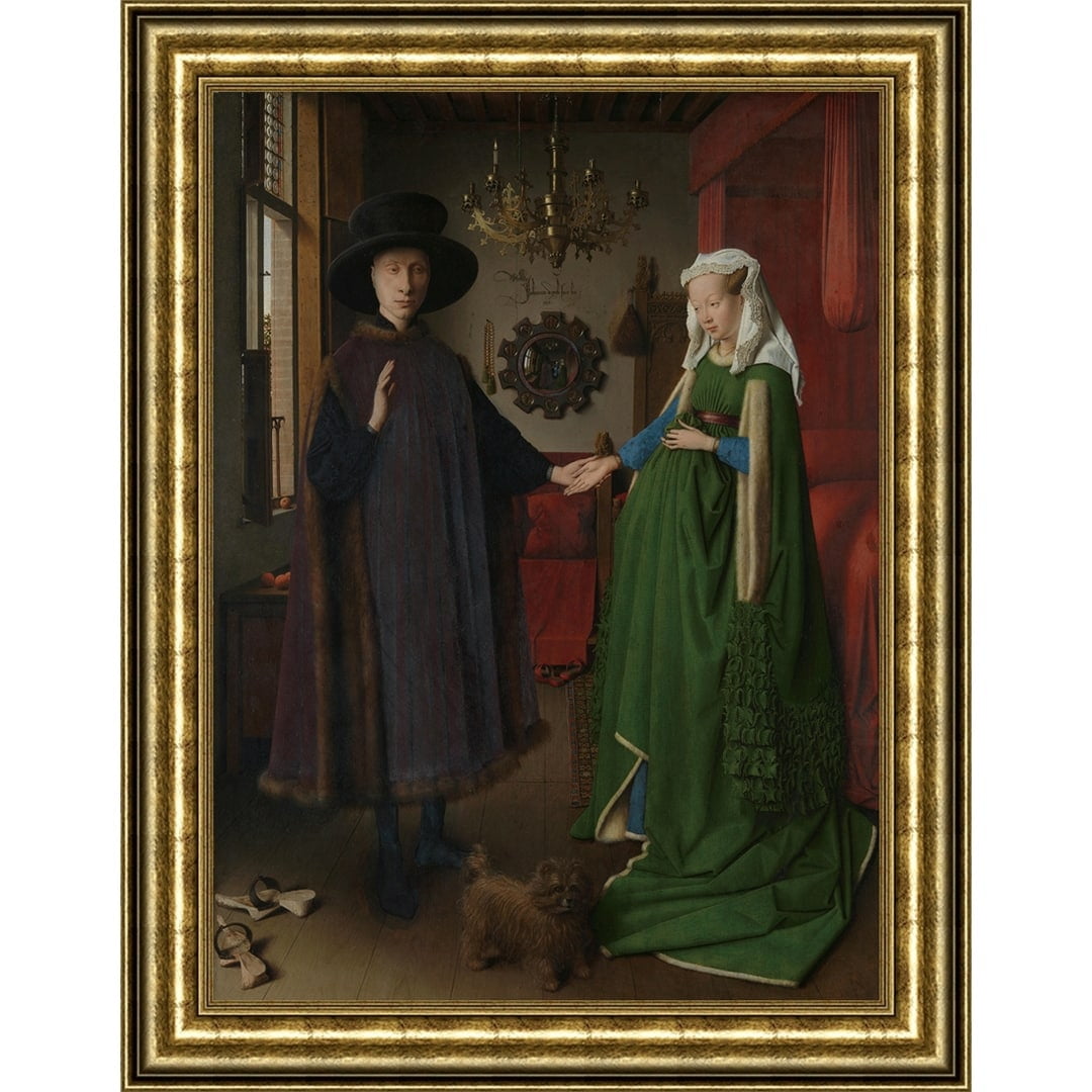 Gold Framed Renaissance Canvas Print of The Arnolfini Portrait