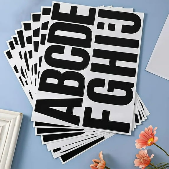 Uppercase Alphabet Stickers | 4 Inch Black Letters | 3 Sheets | Self- Paper Decals for Labeling, Mailbox, School, Scrapbook, Crafts, Office, Easy Peel and Stick | 29x22cm Sheets