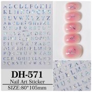 Uppercase English Alphabet Nail Art Stickers - 26 DIY Flat Adhesive Designs for Creative Nail Art