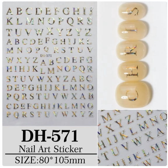 Uppercase English Alphabet Nail Art Stickers - 26 Unique Designs for Creative Nail Art