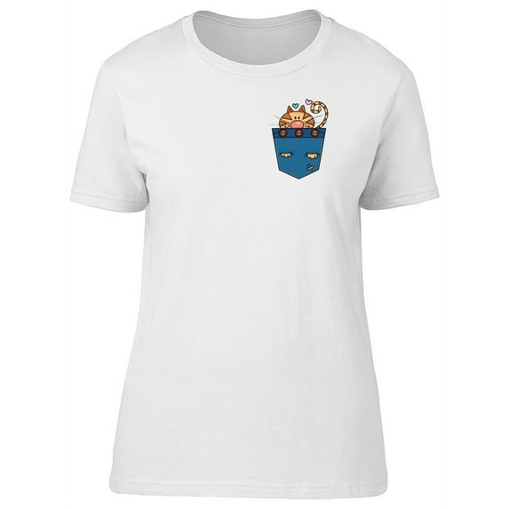 Upperside Cat In Shirt Pocket T-Shirt Women -Image by Shutterstock, Female XX-Large