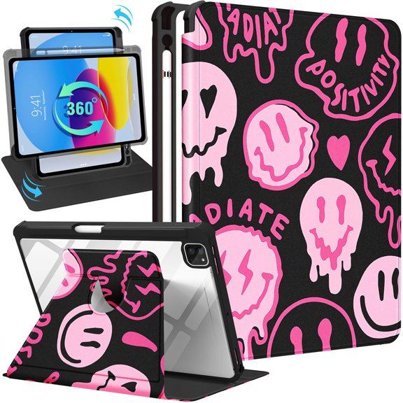 Uppuppy for iPad Pro 12.9 Case Folio Cover with Pencil Holder Women Cute