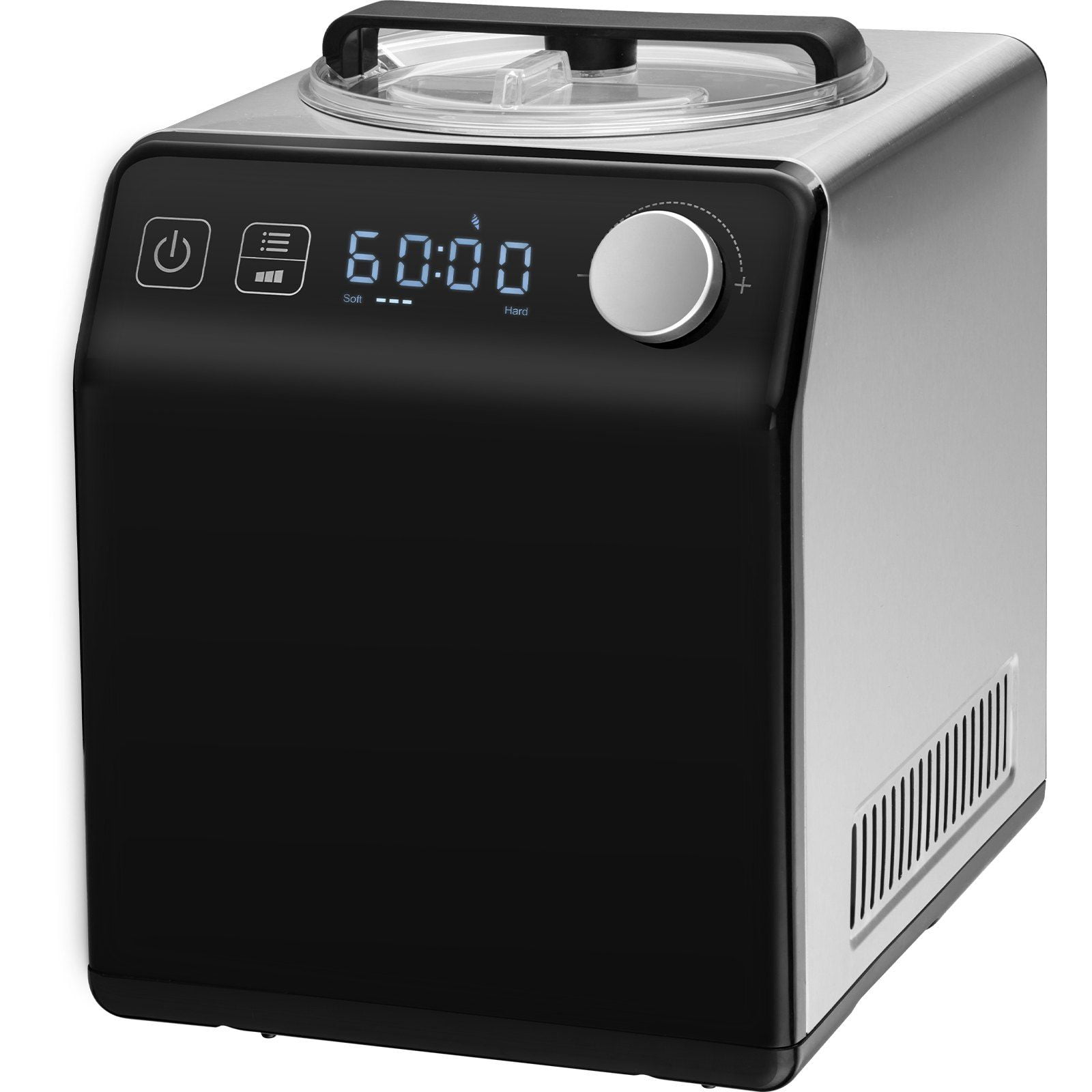 Upright Automatic Ice Cream Maker with Built-In Compressor, 2QT No Pre-Freezing Required, Fruit Yogurt & Sorbet Machine, 4 Modes, Digital Timer & Display, Stainless Steel Gelato Maker