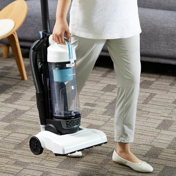 Upright Bagless Vacuum Cleaner for Carpet and Hard Floors, With Crevice and Upholstery Tools, Detachable Handle, Lightweight (8.4 lbs), 1.7L Dust Cup, 720W, 25ft Cord, Black/White