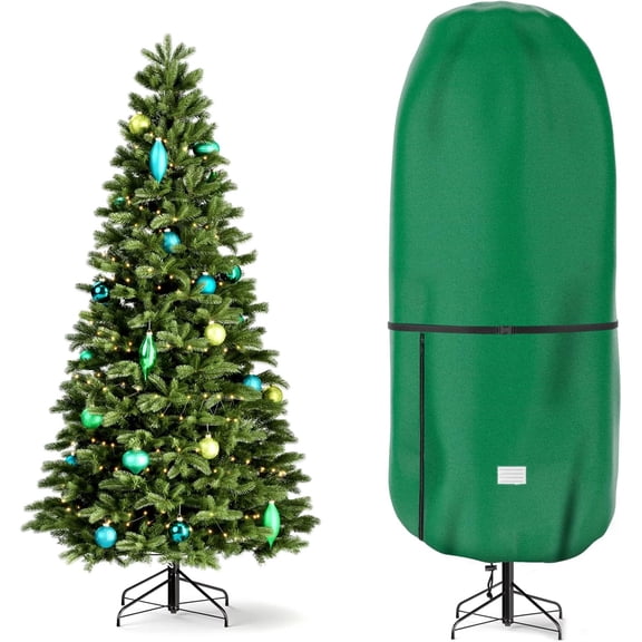 Upright Christmas Tree Storage Cover,Tear Resistant Adjustable Christmas Tree Storage Bag for 6 FT Artificial Tree Standing with Ornaments,Xmas Tree Cover, Dustproof