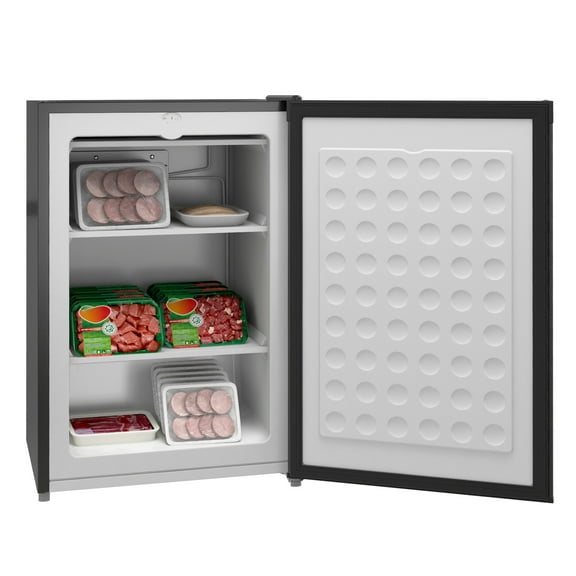 Upright Freezer, 3.0 Cubic Feet Compact Mini Freezer with Reversible Single Door and Adjustable Thermostat, Small freezer for Home, Dorm, Apartment, Home Office, Black