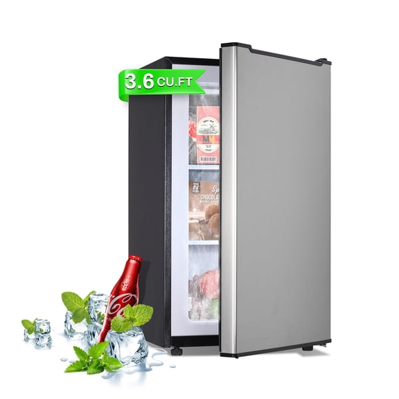 Upright Freezer 3.6 Cu.Ft Mini Freezer with Reversible Stainless Steel Door Freestanding Compact Freezer with 3 Adjustable Thermostat Small Freezer for Apartment Dorm Silver