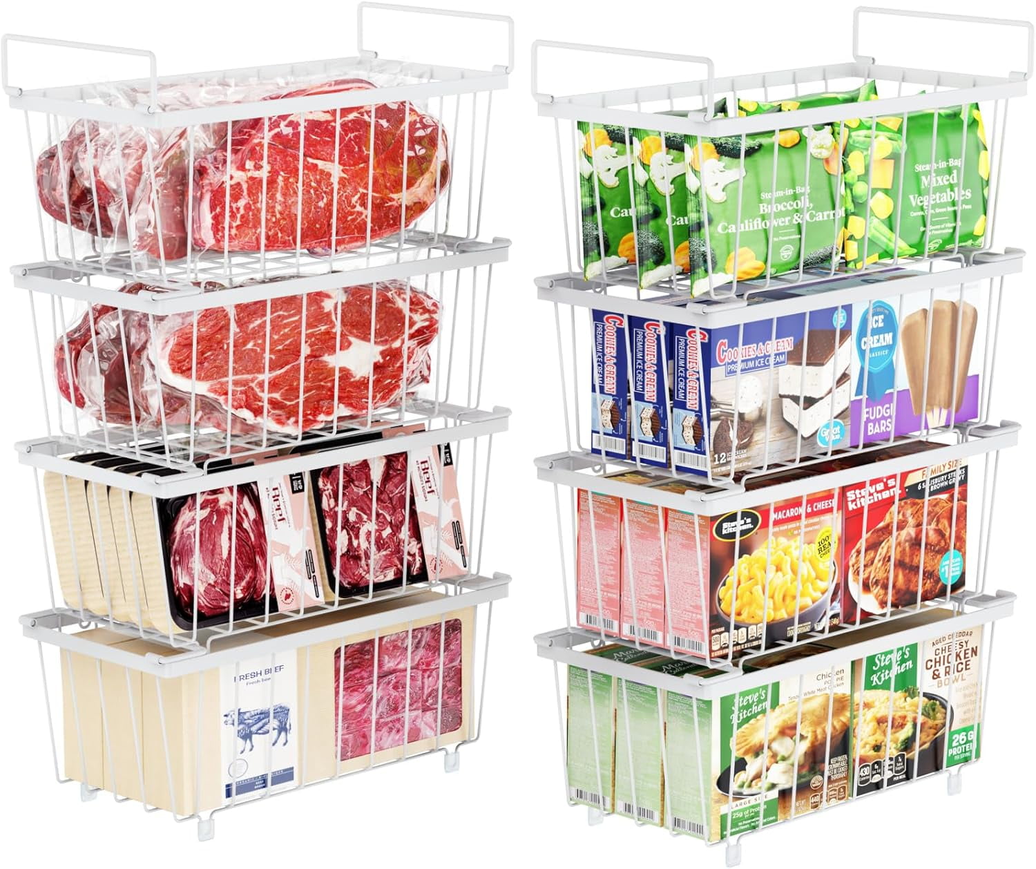 Upright Freezer Organizers - 8 Pack Small Stackable Deep Freezer ...