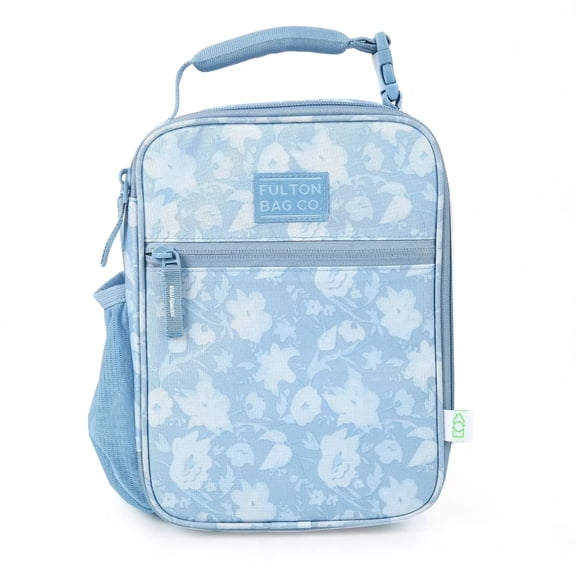 Upright Lunch Bag - Powder Blue Floral: BPA-Free Polyester Classic Molded Lunchbox for Adults