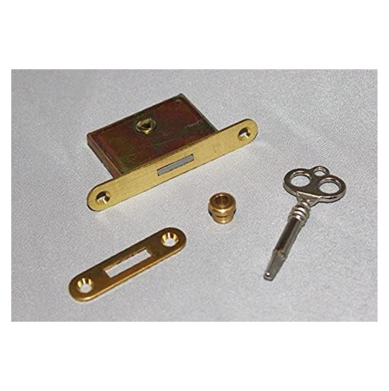 Upright Piano Lock and Key 4 Piece Kit Brass Vertical Piano