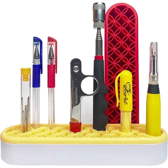 Upright Sewing Tools Caddy Desktop Organizer for Craft and Quilting Supplies Holds Scissors, Seam Rippers and Markers Tabletop Sewing Accessories Storage Organizer (Yellow)