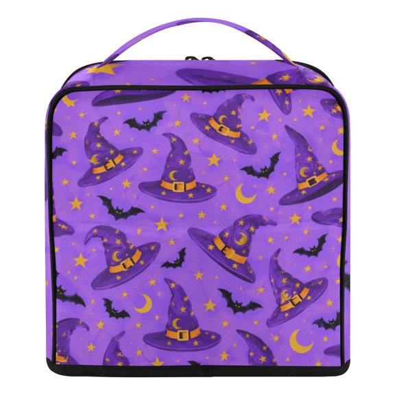 Upright Standing Makeup Bag Magic Mystery Halloween Hats Large Capacity Cosmetic Organizer Portable Water Resistant Travel Toiletry Bag with Handle