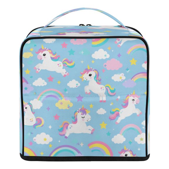 Upright Standing Makeup Bag Magical Unicorn Rainbow Sky Large Capacity Cosmetic Organizer Portable Water Resistant Travel Toiletry Bag with Handle