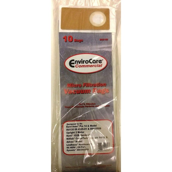 Upright Vacuum Pro 14, DU135 Paper Bags 10 Pk Generic Part # ECC152, Euro-clean Commercial Upright Vacuum By Euroclean