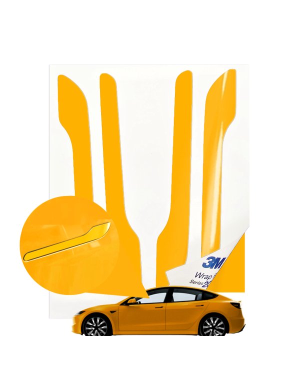 Car Door Handle Cover 3M 2080 Tesla Model 3/Y Chrome Delete Yellow