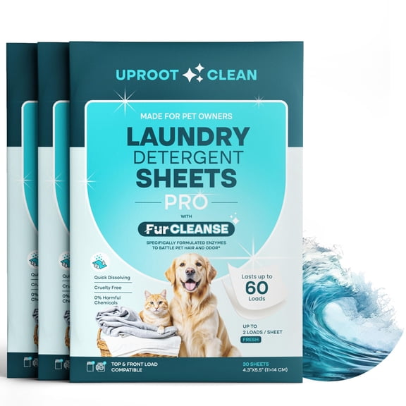 Uproot Clean Laundry Sheets Pro - 90 Pack - Fresh Scent: Mineral-Powered Laundry Detergent Sheets Made in USA - Eliminate Clinging Fur, Pet Odors, & Messy Residue - Up to 180 Loads