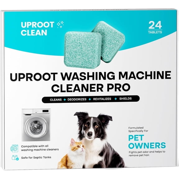 Uproot Clean Washing Machine Cleaner Tablets - 24 Pack for a 12 Month Supply. Formulated for Pet Owners.