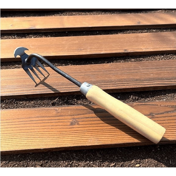 Uprooting Weeding Tool,Garden Weed Pulling Tool,Hand Weeder Garden Weeding Puller with Handle Tools,4 Teethes Dual Purpose Weeder for Garden Yard Farm Weed Removal