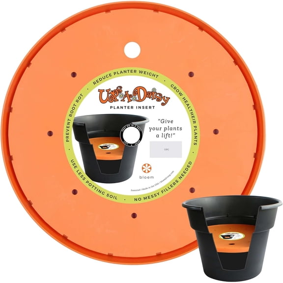 Ups-A-Daisy 10" Round Orange Resin Planter Pot Lift Insert with Drainage Holes