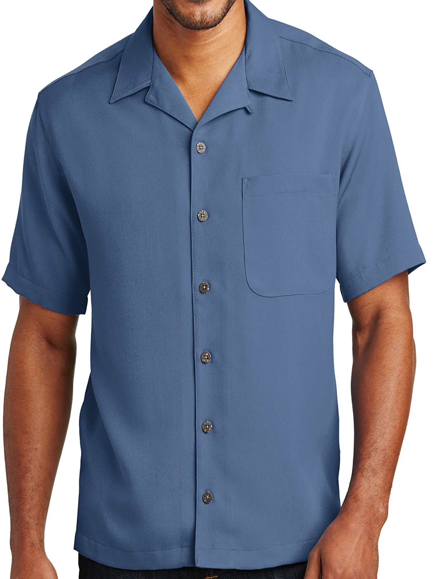 Upscale Mens Camp Shirt - Blue, Medium 