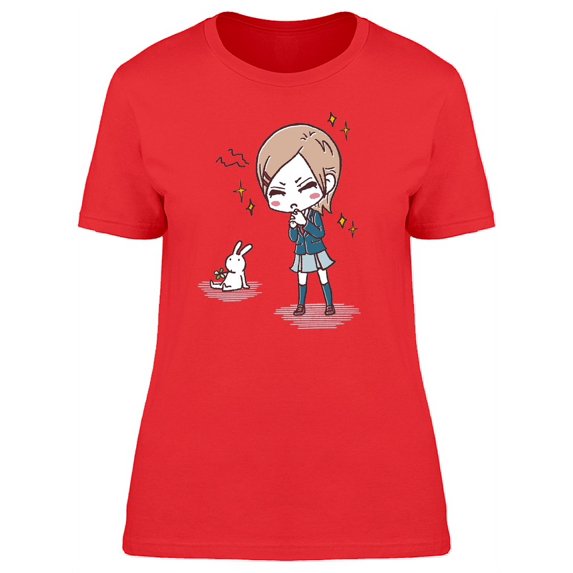Upset Girl And Rabbit Tee Women's -Image by Shutterstock