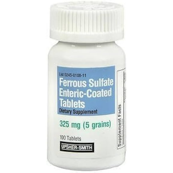 Upsher-Smith Ferrous Sulfate Enteric-Coated Tablets, 325 mg, 100 Count