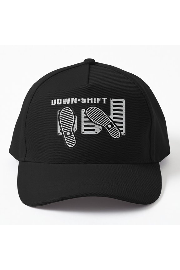 Upshift Downshift Manual Racing Baseball Hat, Transmission Driver Wordplay Design, Classic Cap