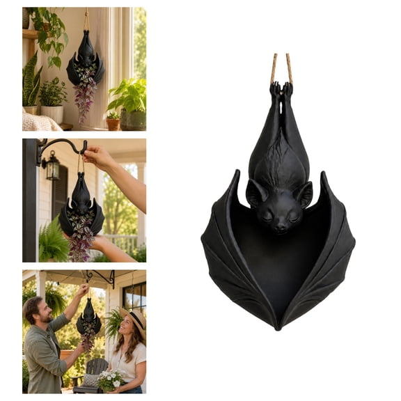 Upside Down Bat Hanging Plant Pot Bat Planter Hanging, Gothic Planter Hanging Planter Pot Gothic, Indoor Halloween Decor Hanging Bats for Trailing Plants
