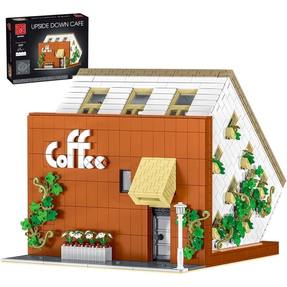 Upside Down Cafe House Building Set Collectible Model for Adults, Compatible with Lego City Street View with LED Home Office Decor for Adults - 3118PCS