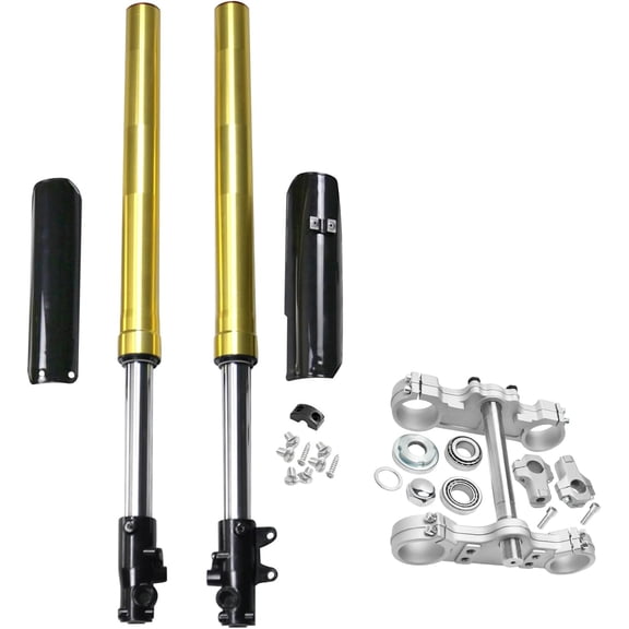 Upside Down 45mm/48mm Front Shocks Hydraulic Forks 630mm with Triple Tree Handlebar Riser Clamp for Dirt Pit Bike Motocross