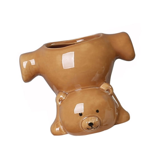 Upside Down Bear Ceramic Pot Plant Container Decorative Gardening Accessory