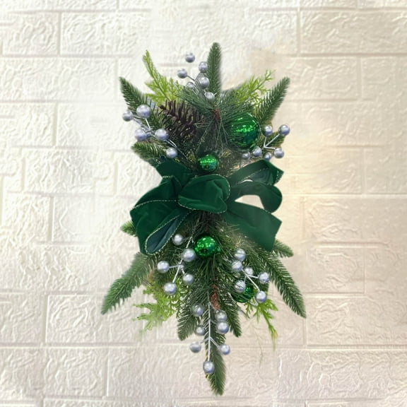 Upside Down Christmas Rattan Tree Wall Hanging Door Decoration for Festive Holiday Dining Room or Restaurant