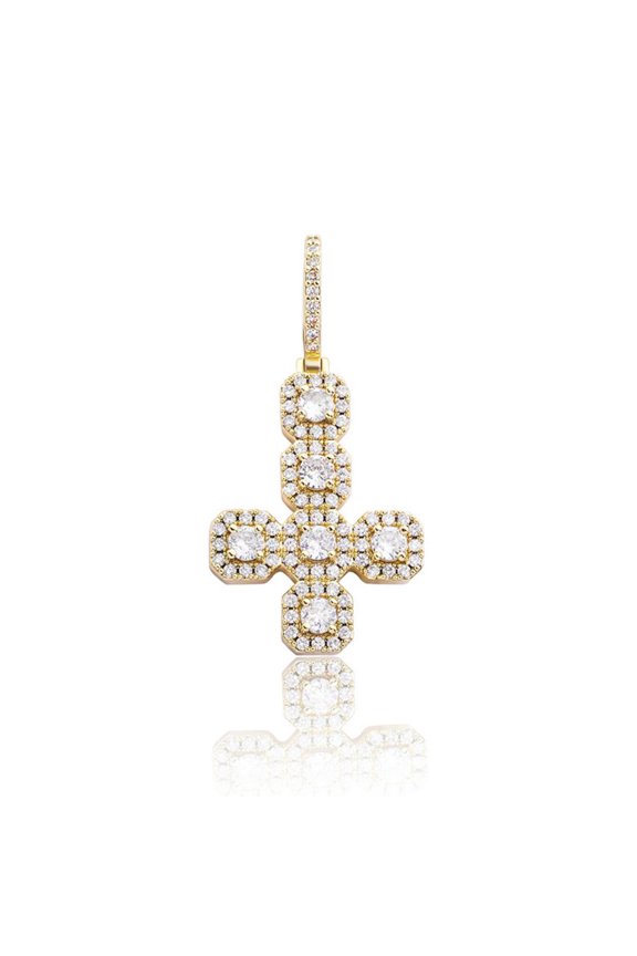Upside Down Cluster Cross Iced Out Hip Hop Pendant
