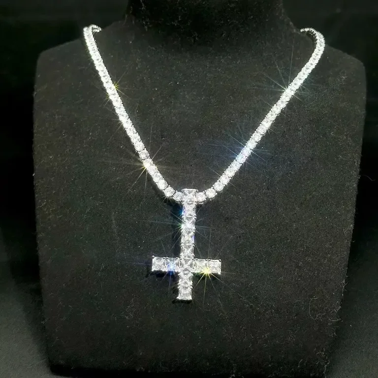 Upside Down Cross Playboi Carti Hip Hop Rock Inverted Cross Chain St Peters Cross