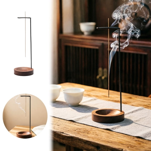 Upside Down Incense Burner, Rosewood Incense Stick Holder, Vertical Hanging Incense Burner with Ash Catcher, Zen Home Decor for Yoga Meditation