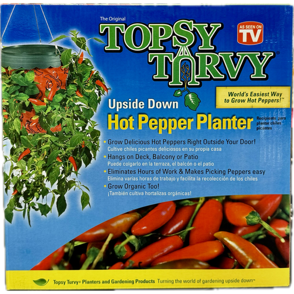 Topsy Turvy Red Hot Pepper Hangout Planter with Hanging Feature